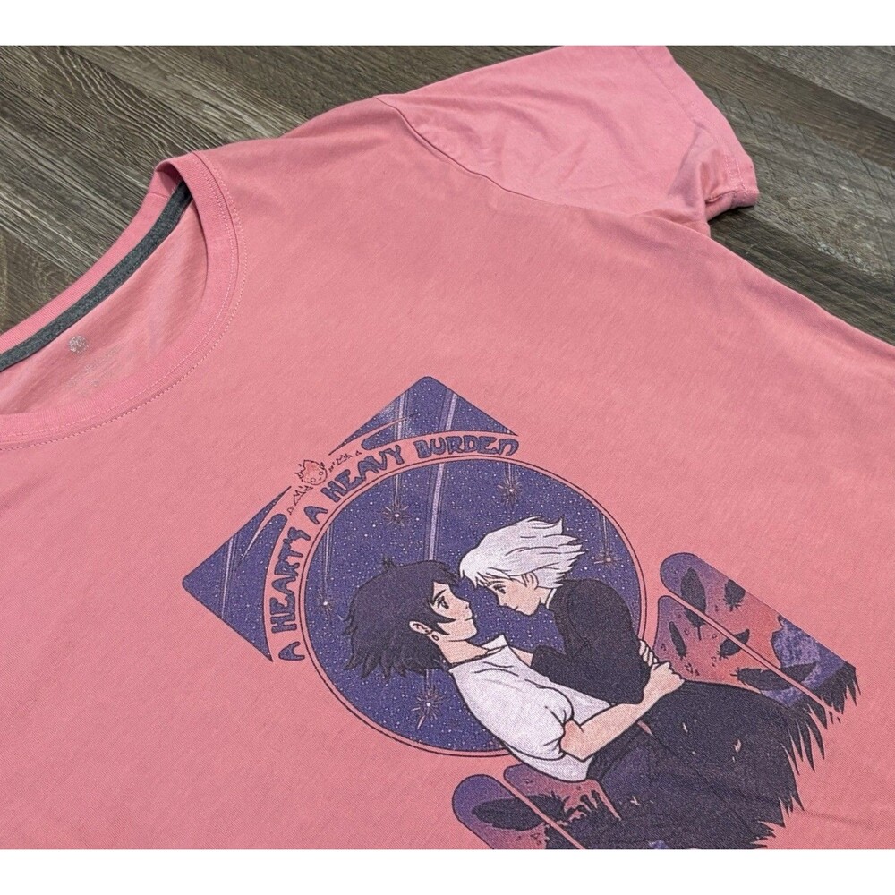 Anime T-Shirt Women’s Size XL Manga Tee A Hearts A Heavy Burden Pink